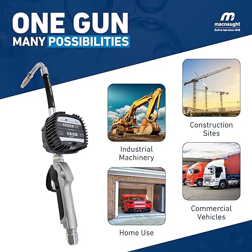 Macnaught Pneumatic Oil Gun with Oil Control Valve Meter Nozzle and 1/2' inch NPT Inlet, Mechanical Engine, Lube, Gear and Motor Oil Dispenser Registers in Quarts and Totals in Gallons - Poueer