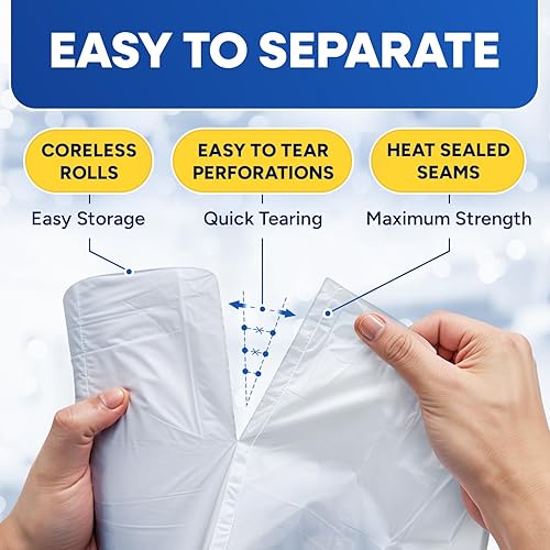 PLASTIC PRINCE) 7-10 Gallon Trash Bags, Small Office Trash Bags, 8 Mic Wastebasket Liners, 24' x 24' Clear Garbage Bags for Office Trash Cans Kitchen Bathroom, Pack of 1000 - Poueer