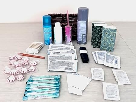 With You in Mind, inc - Restroom Amenity Basket - Men/Micro - 25 or less guests (Unfinished Wooden Box) - Poueer
