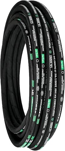 Haichy 1/4 in x 50 ft Hydraulic Hose, 5800 PSI, Black, Rubber, Hydraulic Hose, 1 each - Poueer