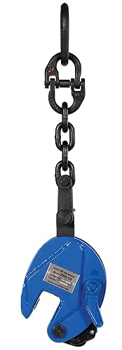 Vestil CPC-10 Steel Vertical Plate Clamp with Chain 4 In. x 1-31/32 In. x 16-7/8 In. 1000 Lb. Capacity Blue - Poueer