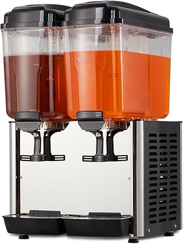 Commercial Beverage Dispenser, 1 Tank 4.8 Gal Stainless Steel Cold Drink Dispenser With 46°F-59°F Cooling Temperature, Large Cold Juice Dispenser for Home and Hospitality - Poueer