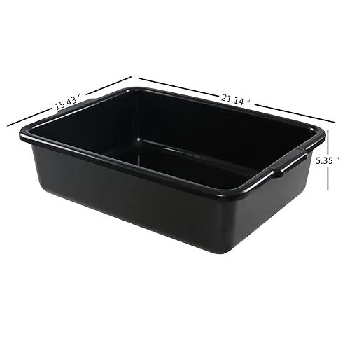 32 L Large Commercial Bus Box, 4-Pack Plastic Utility Bus Tub, Black - Poueer