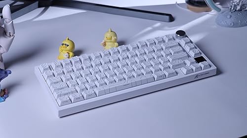 ATTACK SHARK X820ULTRA Wireless Gaming Mechanical Keyboard with TFT Smart Display&Knob,Side Printed PBT,Gasket Mounted 75% TKL Keyboard,BT5.0/2.4GHz/USB-C,RGB Backlit（White Contour,Shark Switch - Poueer