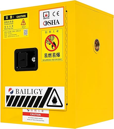 12 Gallon Steel Safety Storage Cabinet Adjustable Shelf 1 Door Manual Flammable Countertop Safety Storage Cabinet - Yellow - Poueer