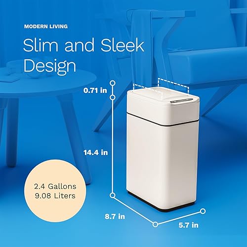 hOmeLabs - 13 Gallon Kitchen Trash Can - Retractable Automatic Sensor Butterfly Lid, Space-Saving Design, Easy to Clean, Battery-Operated with Batteries Included - Stainless Steel - Poueer
