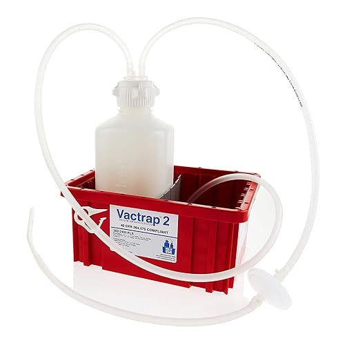 Foxx Life Sciences 302-2001-FLS Vactrap, 2L Vacuum Bottle, HDPE, 53mm VersaCap w/Two 1/4inch HB and sealable Vent Port, Secondary Container, Bleach Compatible, 1EA - Poueer
