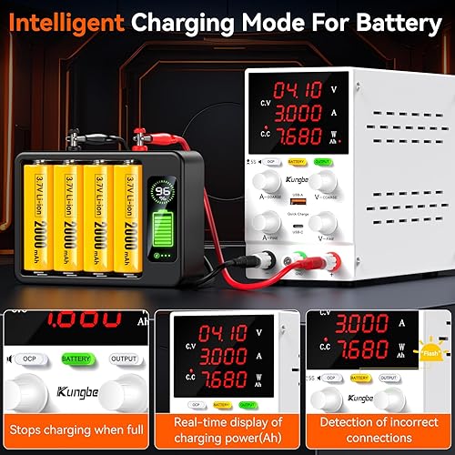 DC Power Supply Variable, 30V 10A Adjustable Switching Regulated DC Bench Power Supply with Intelligent Charging Mode, 18W USB Interface, Precision Encoder Knob (Black) - Poueer