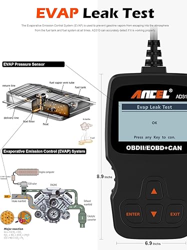 ANCEL AD310 OBD2 Scanner + ANCEL PB600 Power Circuit Probe Tester with Battery, Relay, Injector Test, 8-35V Automotive Electrical Circuit Tester, Multimeter/Oscilloscope Power Circuit Probe Kit, 30FT - Poueer