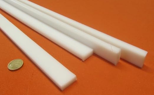 White HDPE (High Density Polyethylene) Rectangular Bar .375' (3/8') x 1.00' (1') x 48' 4 pcs - Poueer