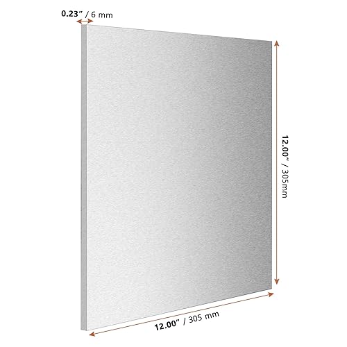 LEXININ 2 Pack 12 x 12 x 1/4 Inch 6061 Aluminum Sheet, Plain Aluminum Plate with Protective Film, Metal Flat Aluminum Sheet for Industrial, 305 x 305 x 6mm - Poueer