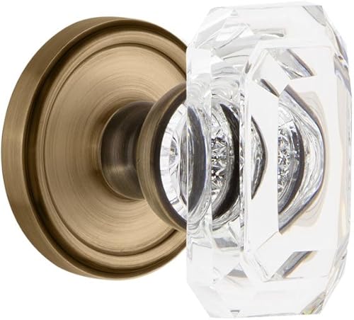 Grandeur 828224 Georgetown Rosette Double Dummy with Baguette Crystal Knob in Antique Pewter - Poueer