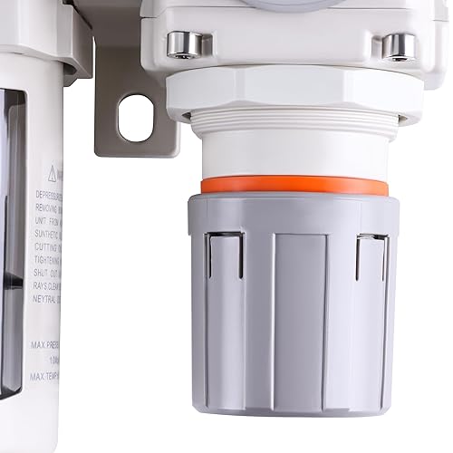 DFR-03 3/8 Inch NPT Air Drying System Double Air Filters AF3000+AF3000+AR3000-03, Air Pressure Regulator Combo, Semi-Auto Drain, Poly Bowl, 0-150 PSI Gauge - Poueer