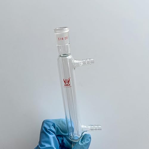 Liebig Condenser, Borosilicate Glass Liebig Condenser with 24/40 Joints, 400mm Jacket Length & 10mm Glass Hose Connection, Lab Glassware - Poueer