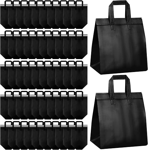 Hushee 200 Pcs Insulated Take out Bags Bulk Thermal Insulation Take Away Bags Disposable 10.24x11.02x6.69 Inch for Grocery Lunch Hot Cold Frozen Food Delivery Shipping Cooler(Black) - Poueer