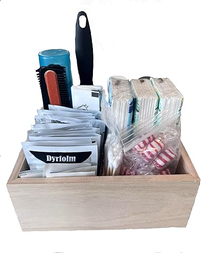 With You in Mind, inc - Restroom Amenity Basket - Men/Micro - 25 or less guests (Unfinished Wooden Box) - Poueer