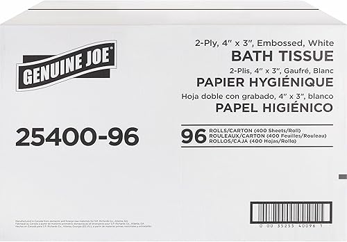 Genuine Joe GJO2540096 2-ply Standard Bath Tissue Rolls White, 96 rolls - Poueer