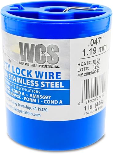 Lock Wire, T302/304 Stainless Dispenser Can, Approx. 168 ft (51 m) with 8.25 Inch Safety Lock Wire Twister - Poueer