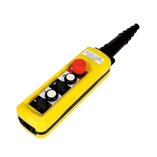 2/4/6/8 Pushbuttons Double Speed Hoist Crane Pendant Control Stations with Emergency Stop for Circuits Double Insulated(White) - Poueer