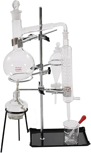 500ml Essential Oil Distillation Device, Water Purifier Distiller Glassware Kit, Herbal Extract Equipment Set Glassware Set, The Temperature is Up to 500 Degrees - Poueer