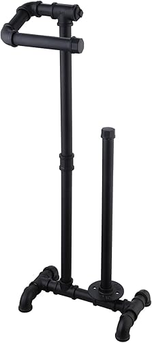 KES Toilet Paper Holder Stand with Reserve Industrial Pipe Toilet Paper Holder Bathroom Toilet Paper Storage Black, BPH503A-BK - Poueer