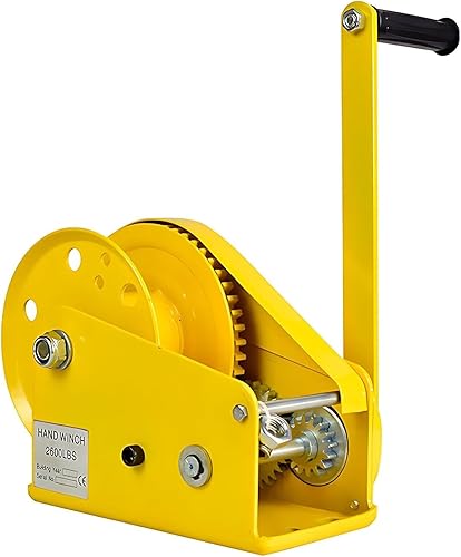 Heavy Duty Hand Winch,Two-Way Self-Locking Device Small Manual Winch,Hand Winch for Boat Trailer with Automatic Brake,Easy to Use and Control ,2600lbs,Bare Metal - Poueer