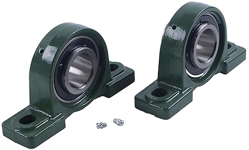 2X Bore 1-5/8' Pillow Block Mounted Ball Bearings UCP209-26 P2B-SC-110 Solid Cast Iron Base - Poueer