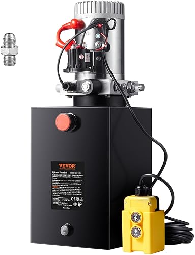 VEVOR DC 12 V Hydraulic Pump, Capacity Approx. 19 L Hydraulic Control Unit with Single Action, Oil Flow Approx. 3.44 L/min Maximum Pressure of 22 MPa, Pump for Hoist Car Truck Garage Trailer - Poueer