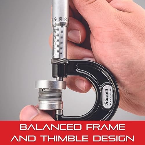 Starrett Outside Micrometer with One-Piece Spindle, Satin Chrome Finish and Advanced Sleeve Design - Quick and Easy Adjustment, 2-3' Range, .001' Graduations - 436.1XRL-3 - Poueer