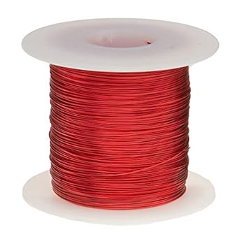 Magnet Wire, Heavy Build Enameled Copper Wire, 23 AWG, 2.5 lb, 1563' Length, 0.0249' Diameter, Red - Poueer