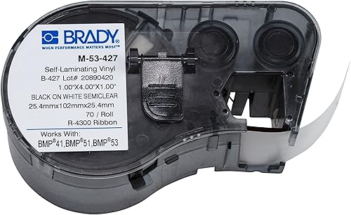 Brady M-53-427 Labels for BMP53/BMP51 Printers,1.0'x4.0'x1.0' - Poueer