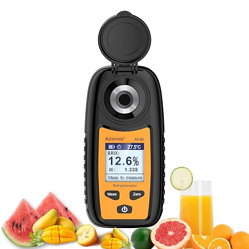 Digital Sugar Brix Refractometer brix Meter Automatic Temperature Compensation Range 0-35%,±0.2% Precision, Perfect for Fruits, Juices, Vegetables, Drinks and Coffee - Poueer