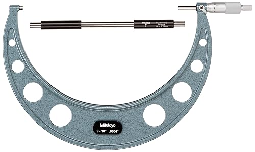 Mitutoyo 103-224 Outside Micrometer, Baked-enamel Finish, Ratchet Stop, 9-10' Range, 0.0001' Graduation, +/-0.00025' Accuracy - Poueer