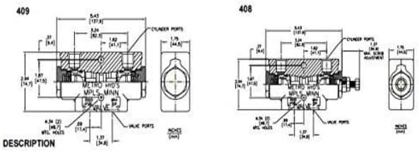 Metro Lock Valves: MFG NO. 411-04, Single Circuit, 8 GPM, 3000 PSI with 1/2’’ Inlet/Outlet NPT Ports, Max GPM: 15, 280364 - Poueer