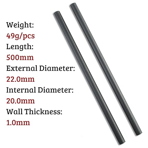2pcs Carbon Fiber Tube 8x6x500MM 3K Roll Wrapped Twill Matte Finish - Poueer