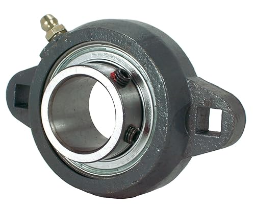 Peer Bearing FHSFX206-18 2 Bolt Flange Unit, Narrow Inner Ring, Non-Relubricable, Set Screw Locking Collar, Ductile Iron, Single Lip Seals, 1-1/8' Bore, 3-9/16' Center Length - Poueer