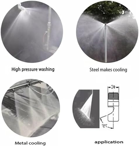 304 stainless steel cleaning nozzle wide angle fan nozzle (1/8, 1/4, 3/8, 1/2, 3/4BSPT) high pressure k wall cleaning nozzle flood flat nozzle 1/2 wide angle fan nozzle (Hole diameter 7.5mm) 5pcs - Poueer