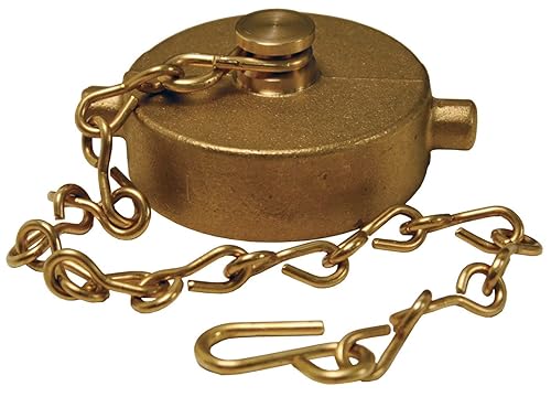 Dixon Valve FC400F Cast Brass Fire Equipment, Cap with Chain and Pin Lug, 4' NST (NH) Thread - Poueer
