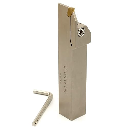 OSCARBIDE 1'x1' Nickel Plated Indexable Grooving & Parting Cut-Off Tool with GTN-4 Carbide Insert, Right-Hand Lathe Holder (1pc) - Poueer