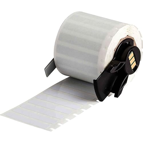 Brady PTL-15-498 TLS 2200 and TLS PC Link 1' Width x 0.275' Height, B-498 Repositionable Vinyl Cloth, Semi-Gloss Finish White Label (750 per Roll) - Poueer