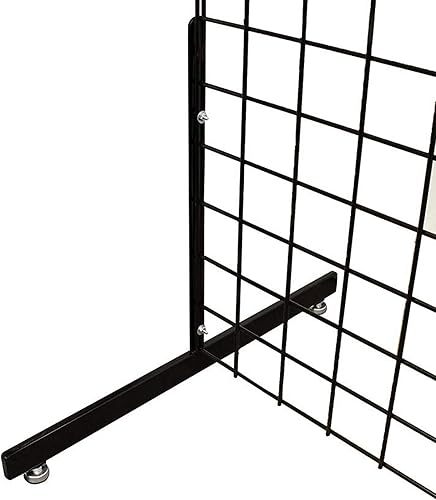 Only Garment Racks Black Gridwall T Base Rectangular Tube With Levelers (Economically Sold in a Set of 3 Pairs) Black Finish - Poueer