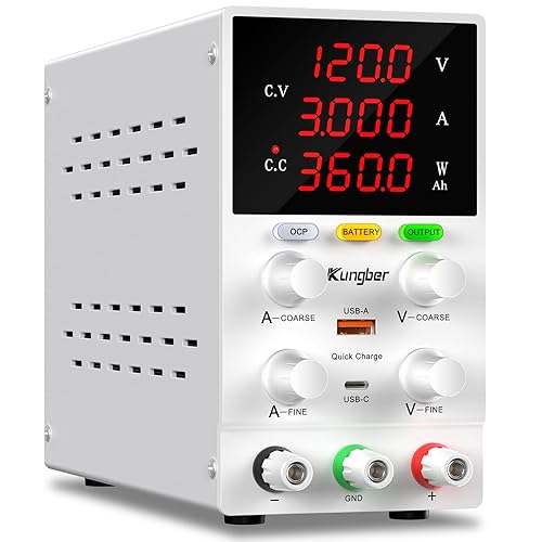 DC Power Supply Variable, 30V 10A Adjustable Switching Regulated DC Bench Power Supply with Intelligent Charging Mode, 18W USB Interface, Precision Encoder Knob (Black) - Poueer