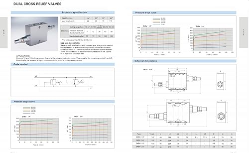 Dual Crossover Hydraulic Relief Cushion Valve, 1/2” NPT Ports, 19 GPM - Poueer