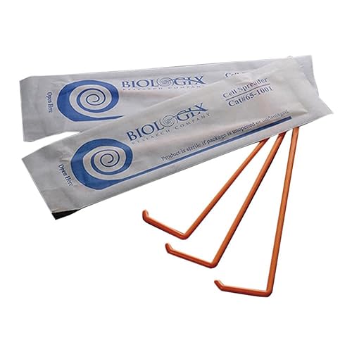 65-1010 Polystyrene Orange Sterile L-Shaped Cell Spreader, in Zip-Seal Bag (Case of 500) - Poueer