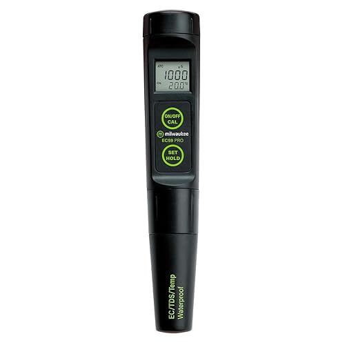 Milwaukee EC59 LED Waterproof Combination Pocket EC/TDS/Temp Tester with Replaceable Electrode, 3999 microSiemens/cm, 1 microSiemens/cm Resolution, 2 percent EC/TDS Accuracy, 0.0 to 60.0 degree C - Poueer