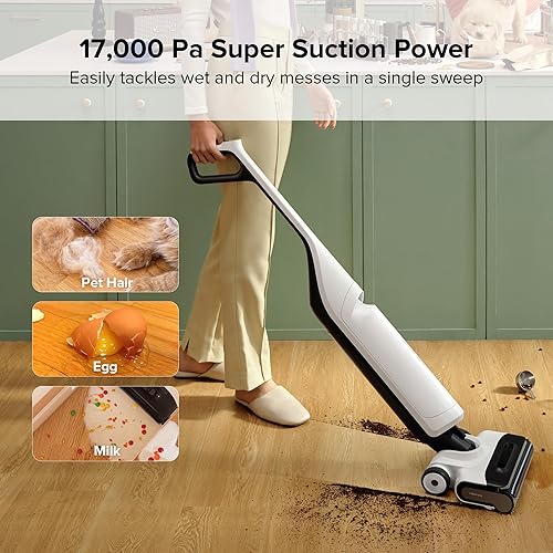 roborock Flexi Wet Dry Vacuum Cleaner, 180° FlatReach Design, 17000Pa Cordless Vacuum Mop with Hot Water Self-Cleaning & Self-Drying, Edge-to-Edge Cleaning, Floor Cleaner for Tiles and Hard Floors - Poueer