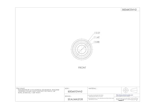 Sealmaster ER-14 Cylindrical OD Bearing, Setscrew Locking Collar, Light Contact Felt Seals, 7/8' Bore, 52 mm OD, 1-3/8' Width - Poueer
