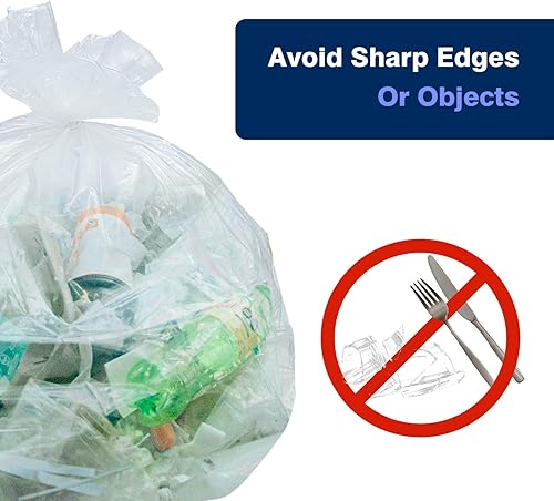 Clear Trash Can Liners, 10-15 Gallon, 24'' x 33'', Wholesale 1000 Count, High Density Garbage Bags for Bathroom, Office, Commercial and Industrial Use - Poueer