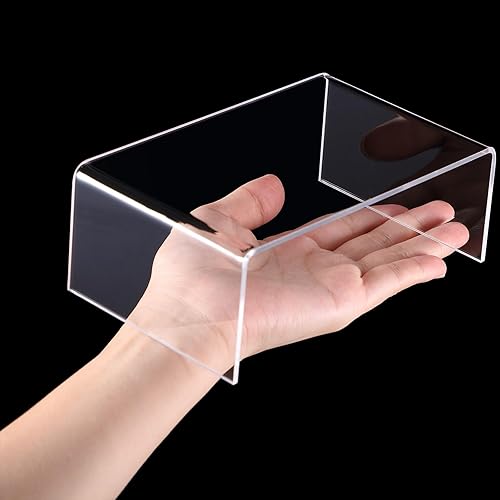 Chuangdi 20 Pcs Acrylic Display Risers, Clear Product Stand, Jewelry Display Riser Shelf Showcase Fixtures for Figure Dessert Cupcake Candy Action Showcase(Super Large Set) - Poueer