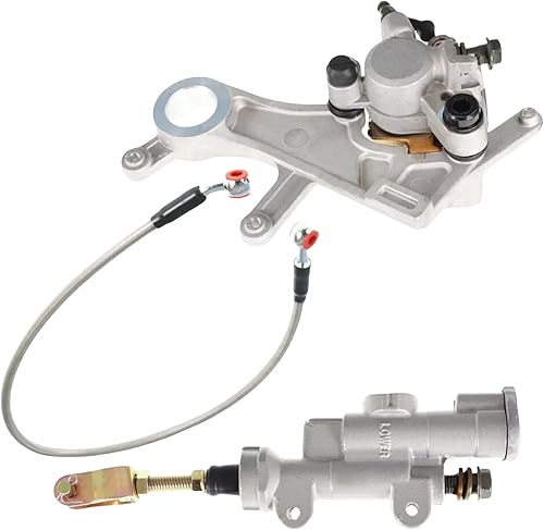 Rear Brake Master Cylinder & Brake Caliper & Hose Kit | Compatible with Honda CRF450R 2002-2020 Models | High-Performance Braking System | CNC-Machined Aluminum | Direct Bolt-On Design - Poueer